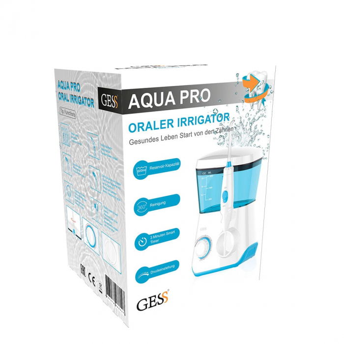 Купить Ирригатор для полости рта Aqua Pro, 600 мл, 8 насадок до 7 атм., пульсация 1400, от сети, GESS-707 в интернет-магазине
